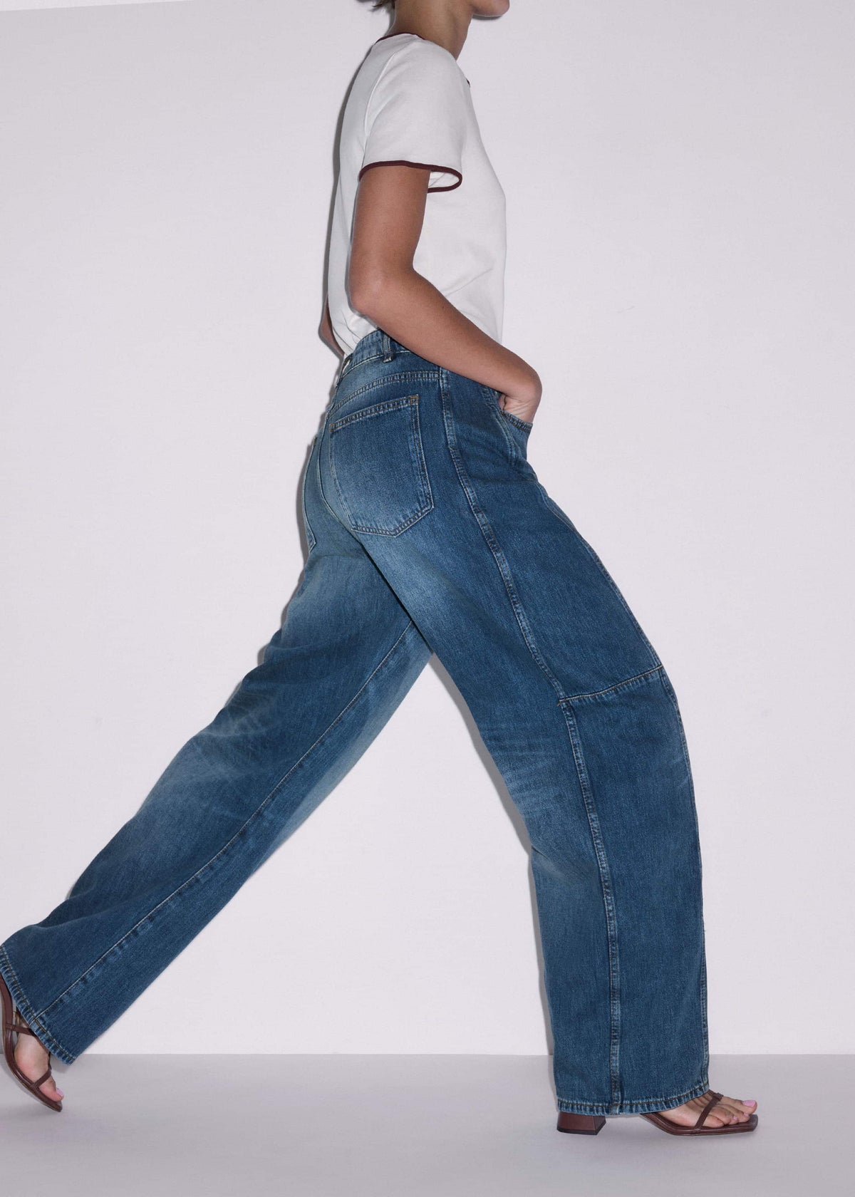 Mid Blue Exaggerated Tapered Jean | ME+EM Clothing