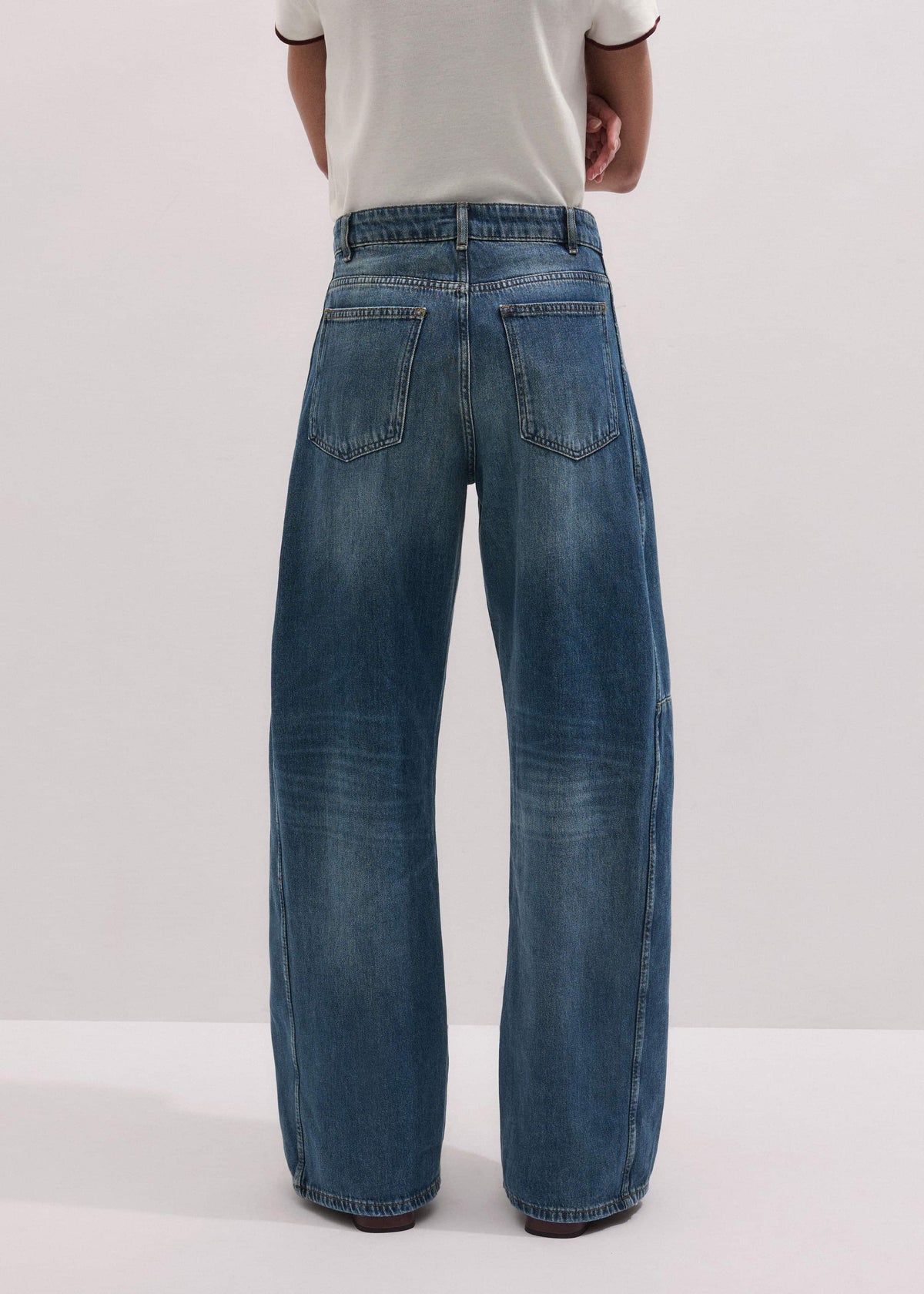 Mid Blue Exaggerated Tapered Jean | ME+EM Clothing