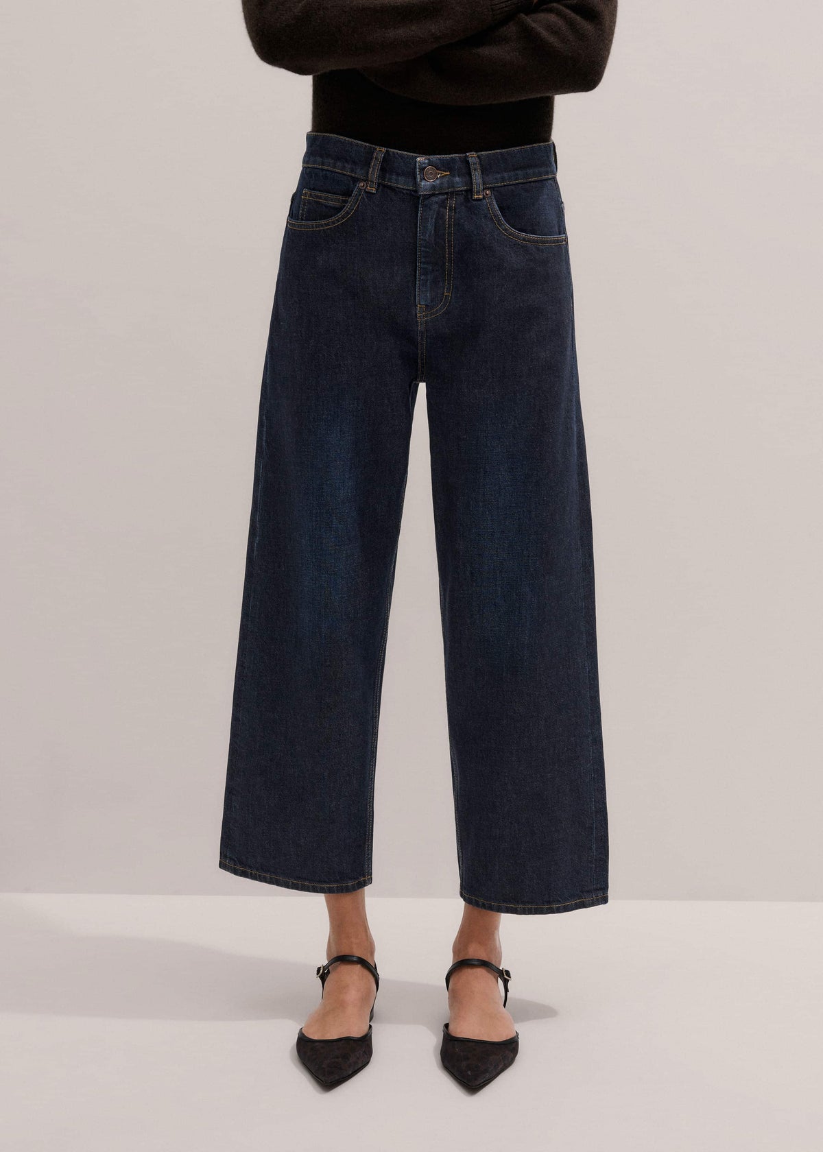 Dark Blue Straight Crop Jean | ME+EM Clothing