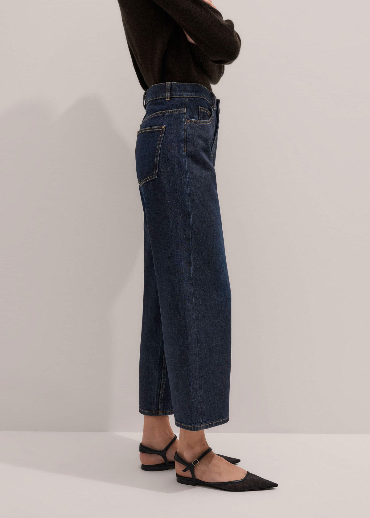 Dark Blue Straight Crop Jean | ME+EM Clothing