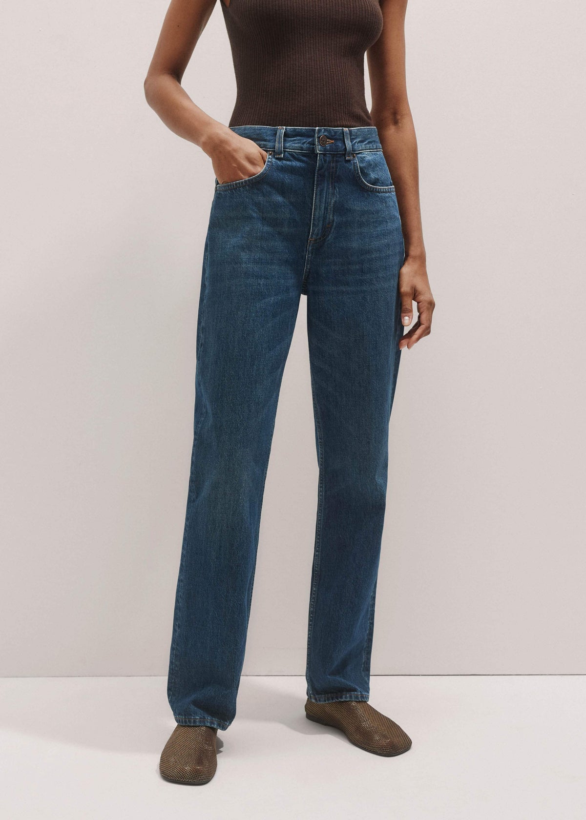 Blue Full-Length Straight Jean | ME+EM Clothing