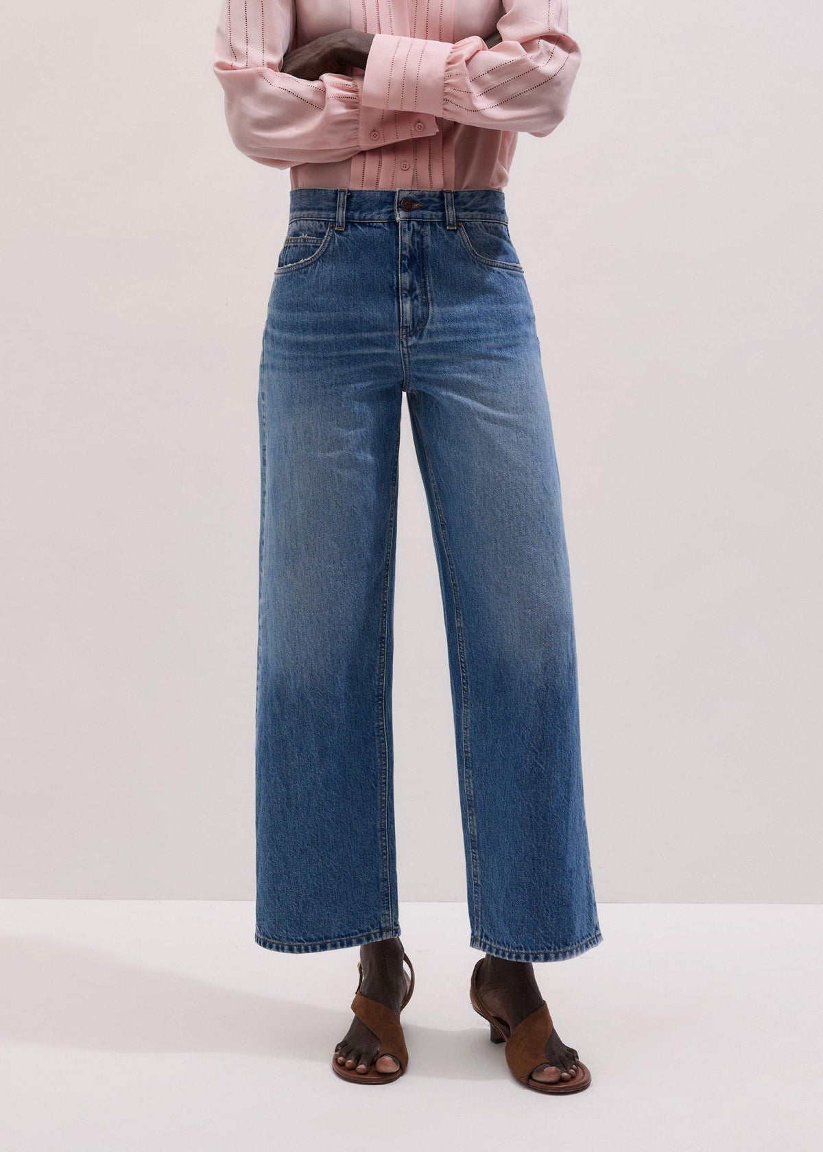 Light Blue Relaxed Straight Crop Jean | ME+EM Clothing