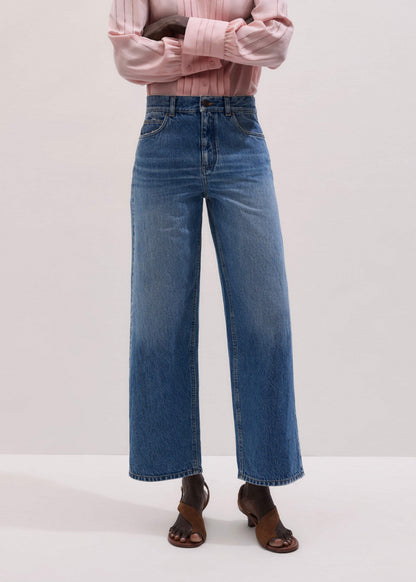 Light Blue Relaxed Straight Crop Jean | ME+EM Clothing