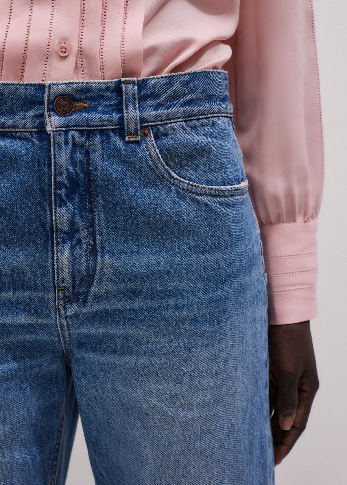 Light Blue Relaxed Straight Crop Jean | ME+EM Clothing