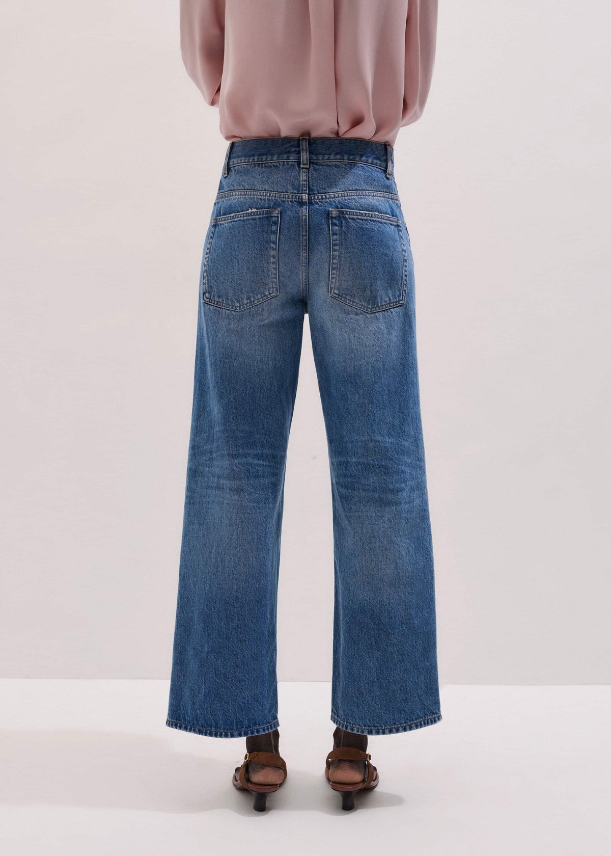 Light Blue Relaxed Straight Crop Jean | ME+EM Clothing