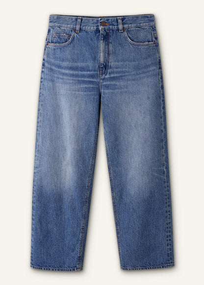 Light Blue Relaxed Straight Crop Jean | ME+EM Clothing
