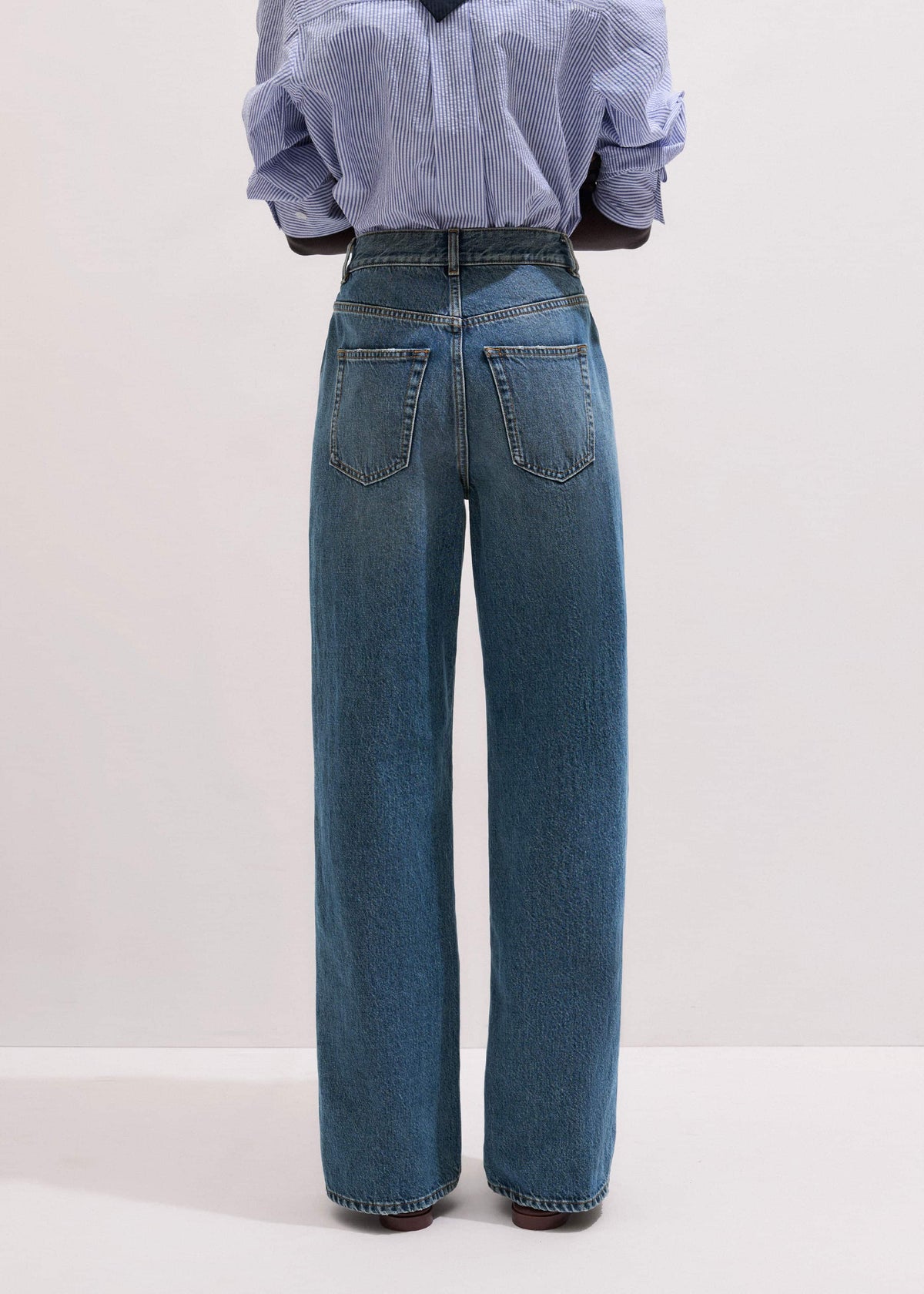 Mid-Blue Ultra High Straight Leg Jean | ME+EM Clothing