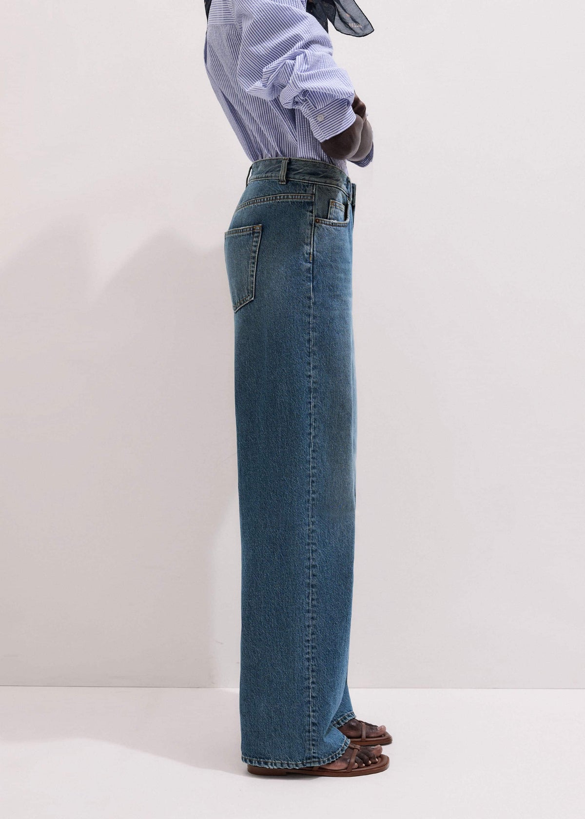 Mid-Blue Ultra High Straight Leg Jean | ME+EM Clothing