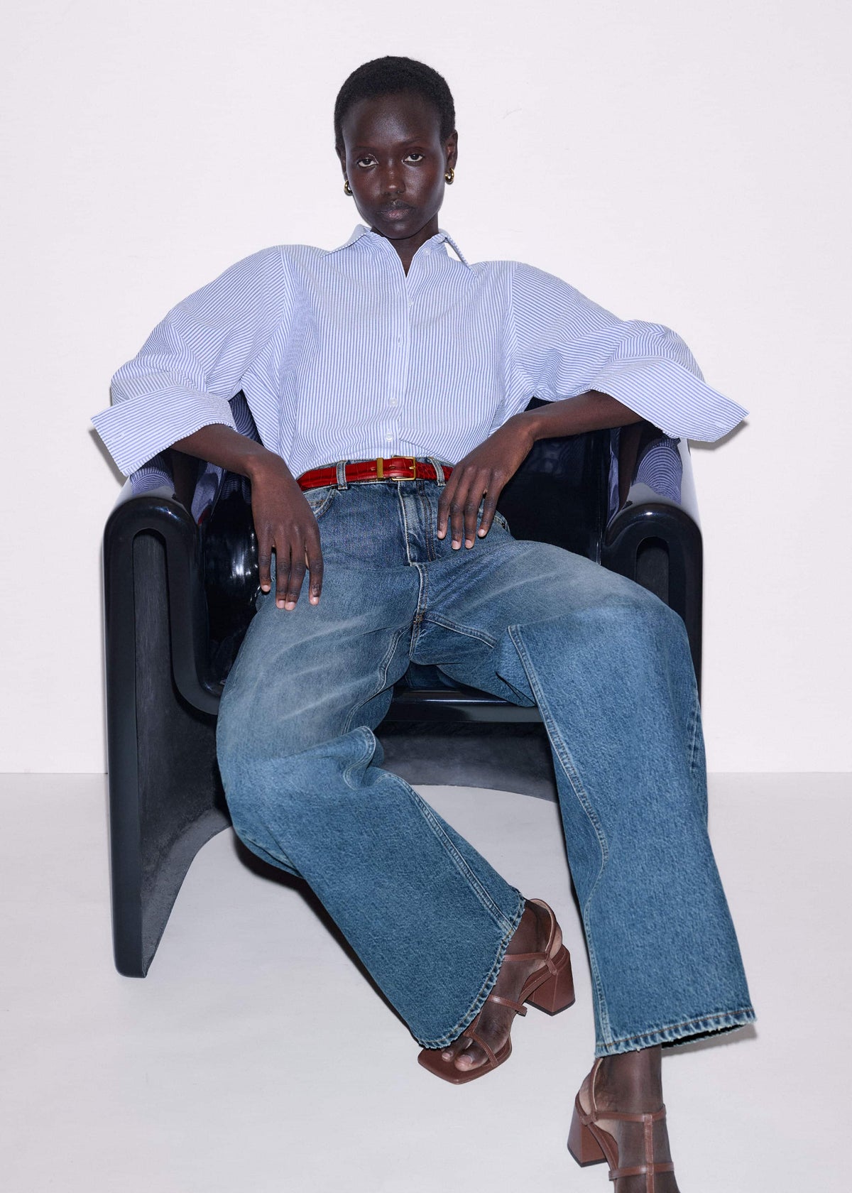 Mid-Blue Ultra High Straight Leg Jean | ME+EM Clothing