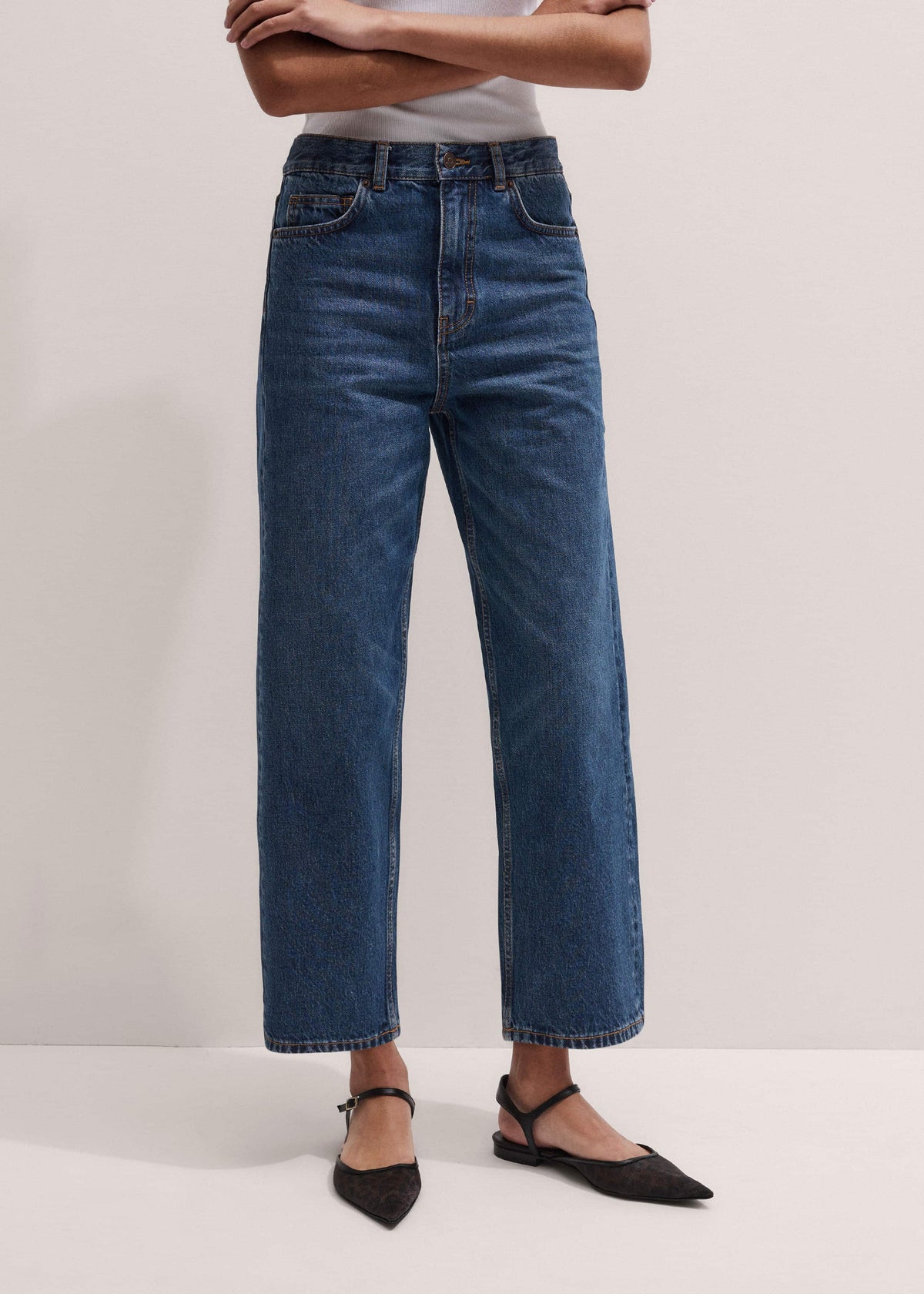 Dark Blue Straight Crop Jean | ME+EM Clothing
