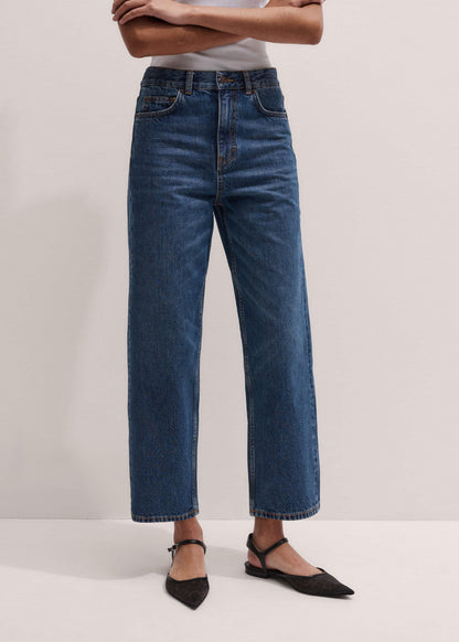 Dark Blue Straight Crop Jean | ME+EM Clothing
