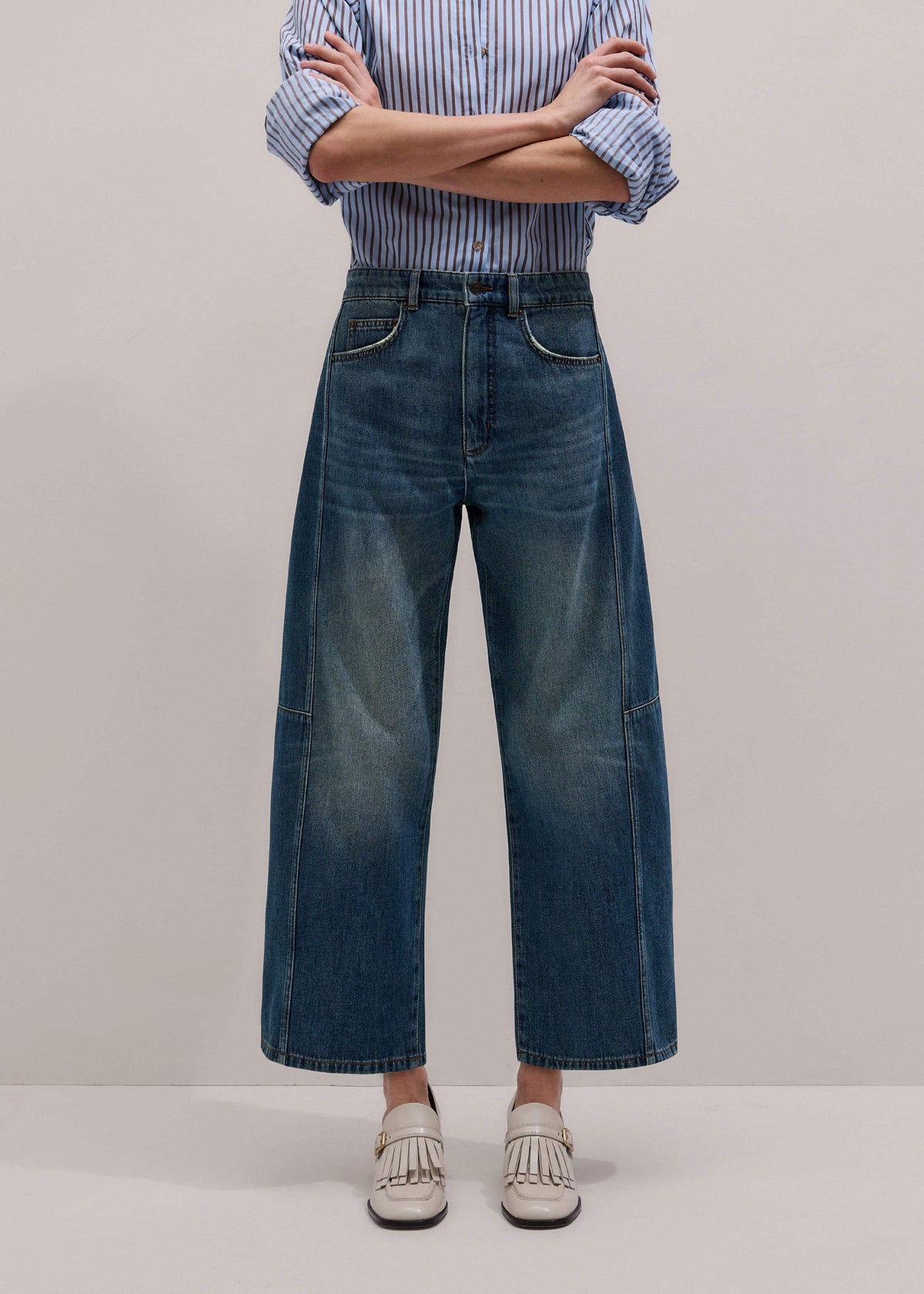 Blue Exaggerated Crop Jean | ME+EM Clothing