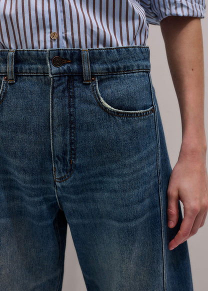 Blue Exaggerated Crop Jean | ME+EM Clothing