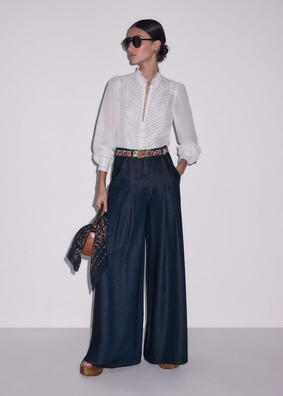 Dark Blue Pleat Very Wide Pant | ME+EM Clothing