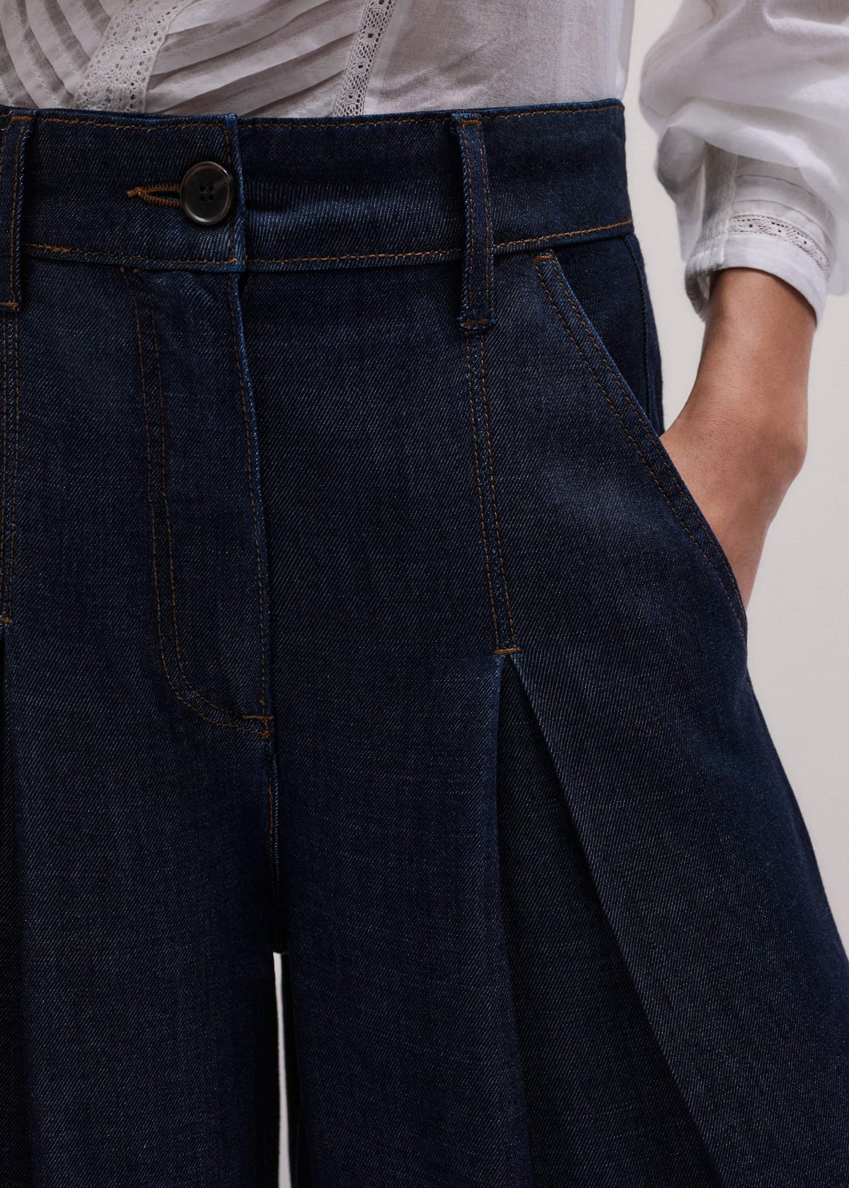 Dark Blue Pleat Very Wide Pant | ME+EM Clothing