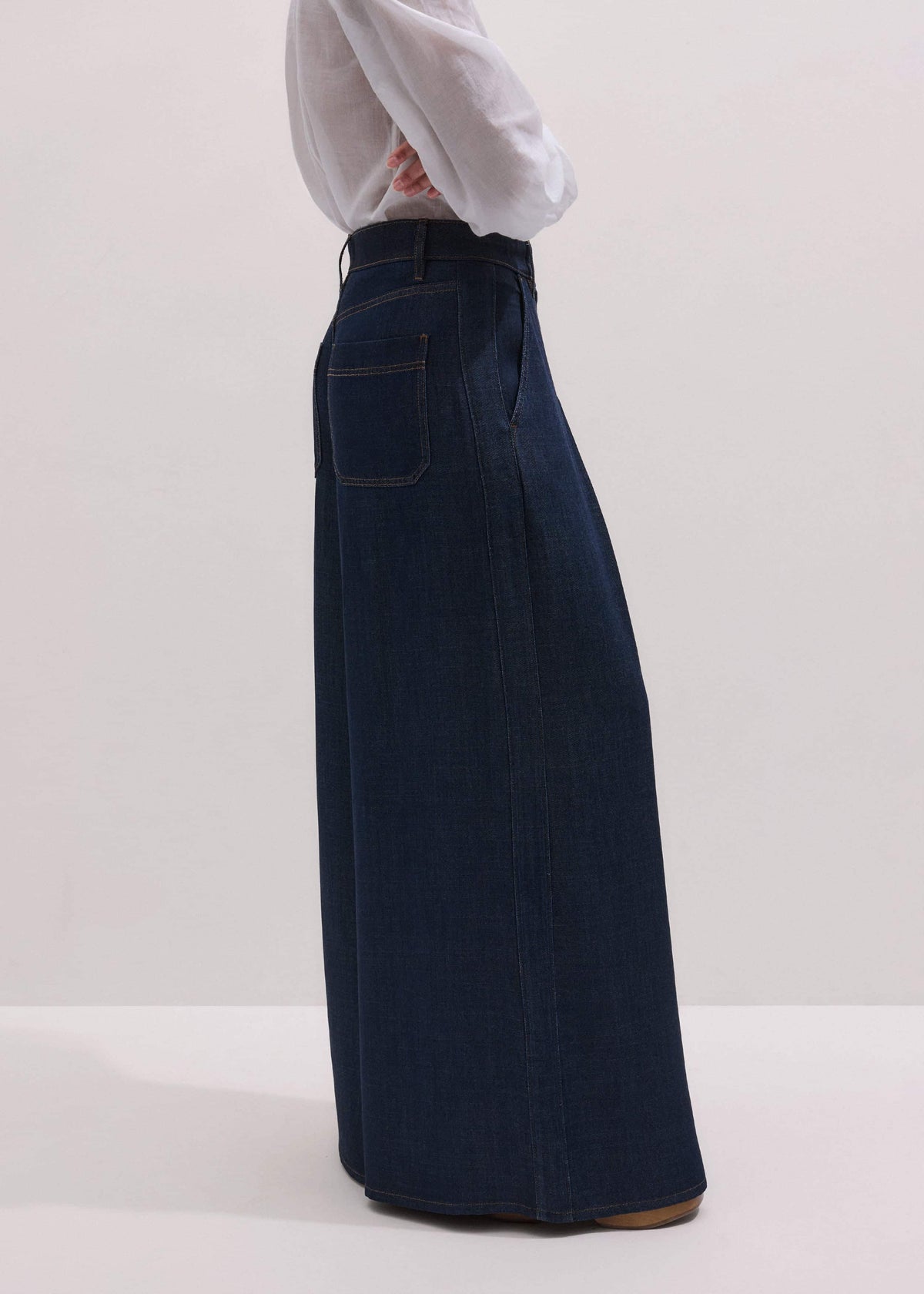 Dark Blue Pleat Very Wide Pant | ME+EM Clothing