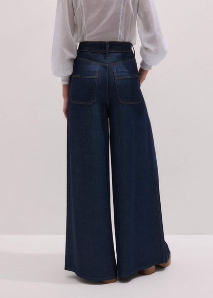 Dark Blue Pleat Very Wide Pant | ME+EM Clothing