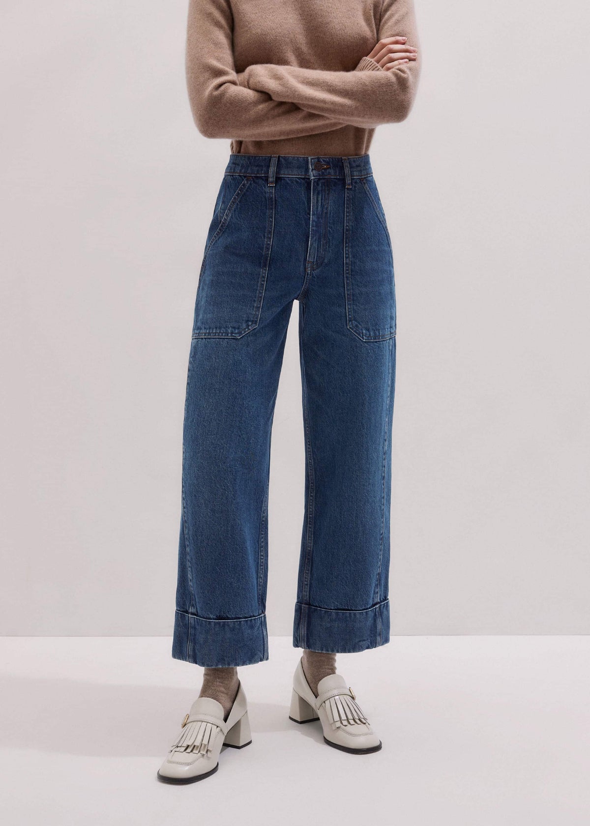 Dark Wash Turn-Up Straight Jean | ME+EM Clothing