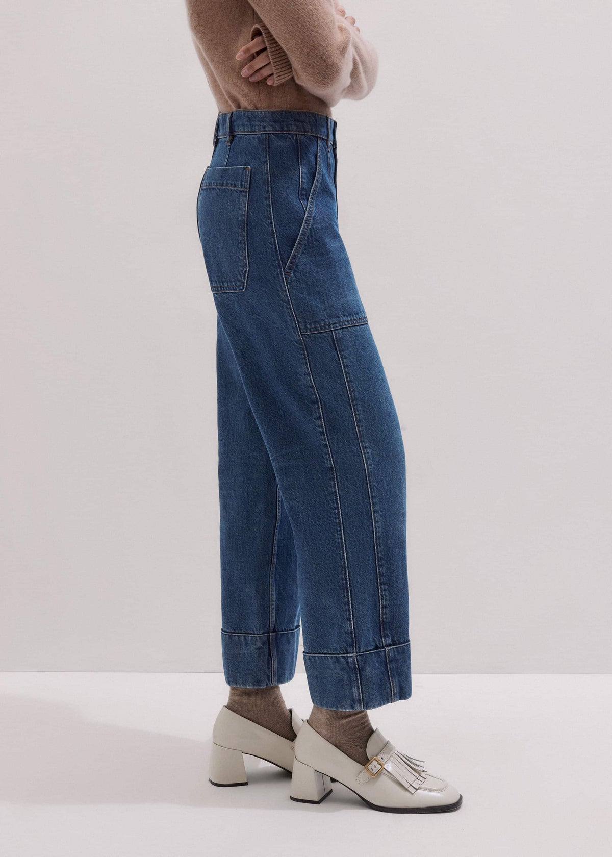 Dark Wash Turn-Up Straight Jean | ME+EM Clothing