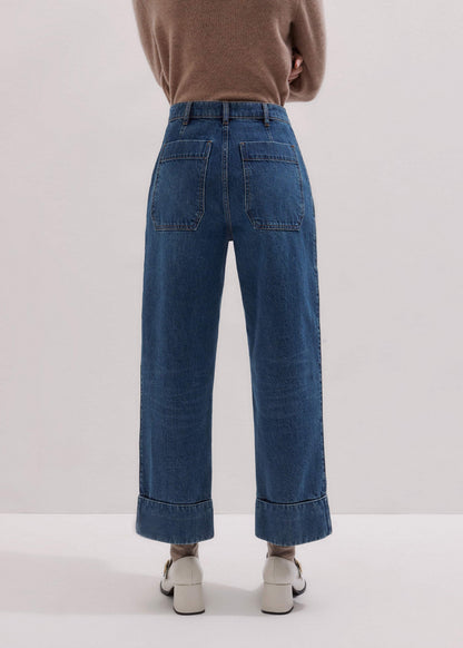 Dark Wash Turn-Up Straight Jean | ME+EM Clothing