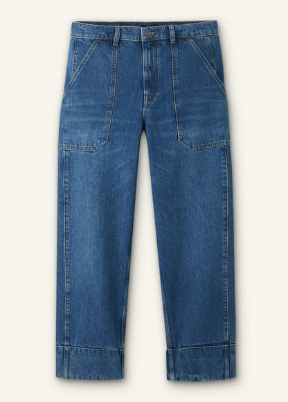 Dark Wash Turn-Up Straight Jean | ME+EM Clothing