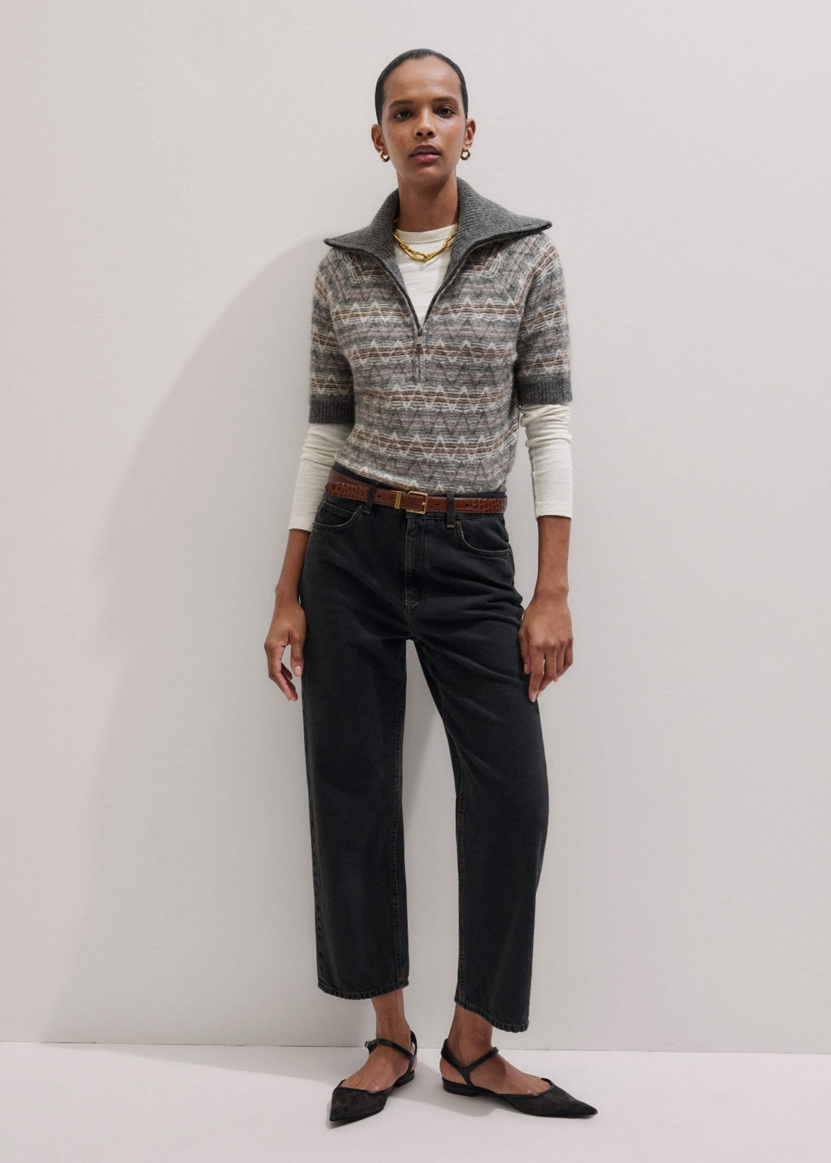 Black Straight Cropped Relaxed Jean | ME+EM Clothing