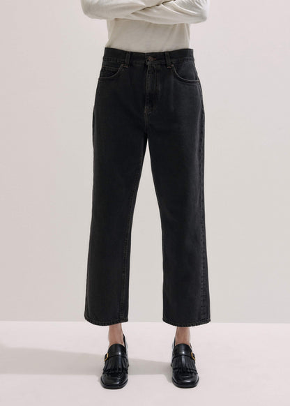 Black Straight Cropped Relaxed Jean | ME+EM Clothing