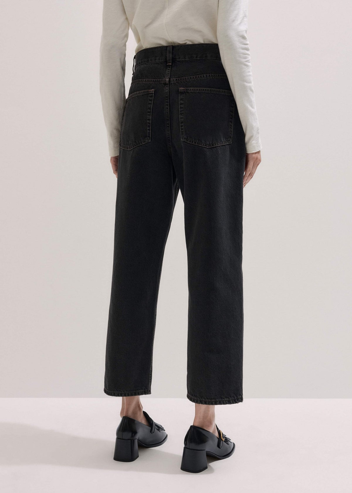Black Straight Cropped Relaxed Jean | ME+EM Clothing