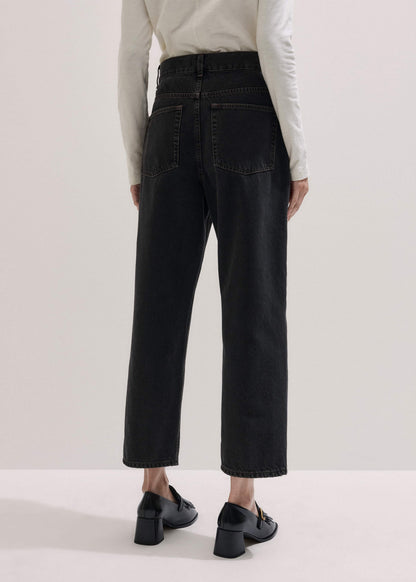 Black Straight Cropped Relaxed Jean | ME+EM Clothing