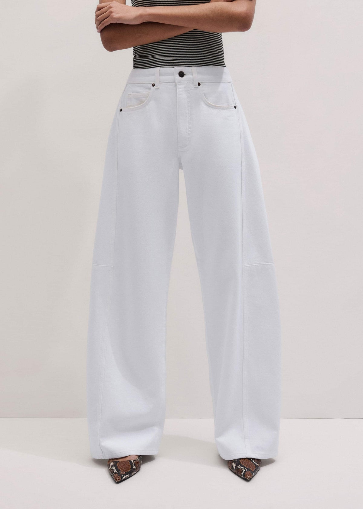 White Exaggerated Taper Jean | ME+EM Clothing