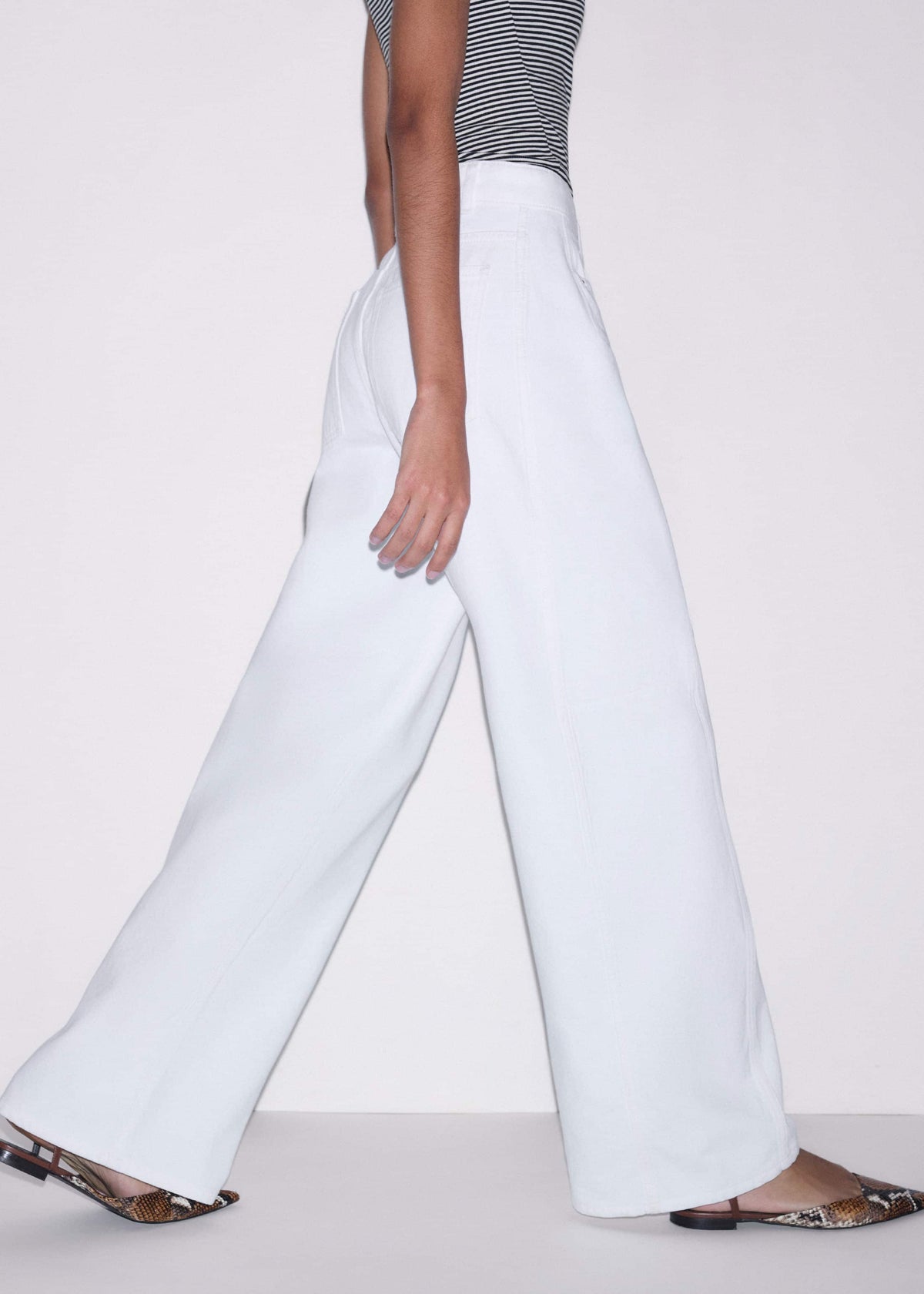 White Exaggerated Taper Jean | ME+EM Clothing