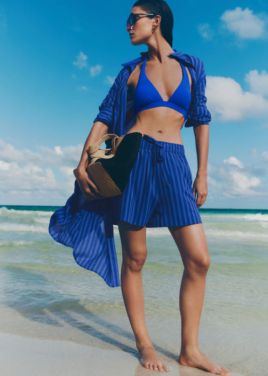 Blue Striped Beach Short | ME+EM Clothing