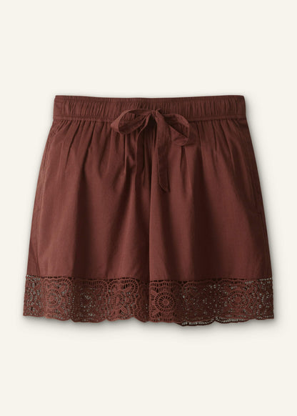 Cinnamon Brown Crochet Trim Short | ME+EM Clothing