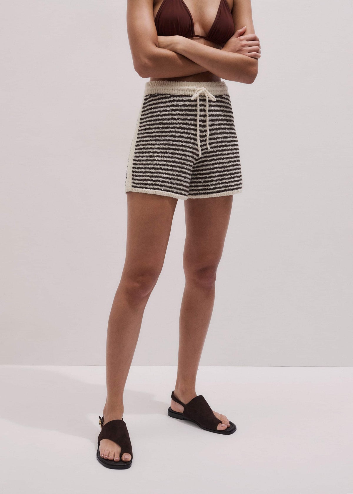 Cream Stripe Drawstring Short | ME+EM Clothing