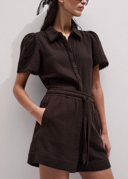 Brown Cheesecloth Summer Short | ME+EM Clothing