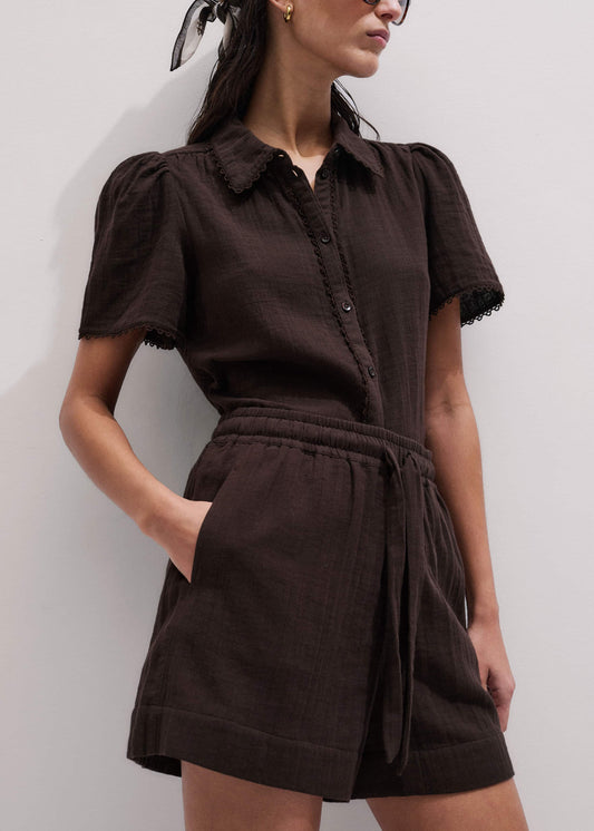 Brown Cheesecloth Summer Short | ME+EM Clothing