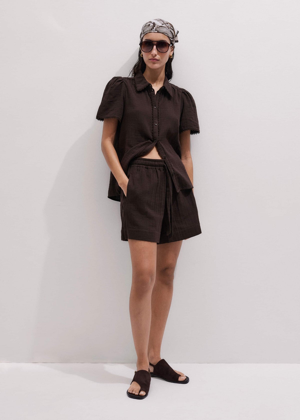 Brown Cheesecloth Summer Short | ME+EM Clothing