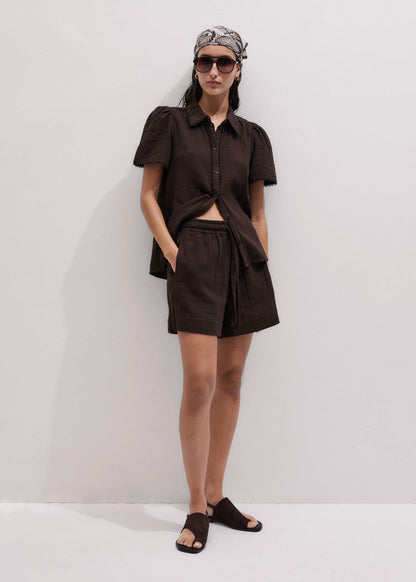 Brown Cheesecloth Summer Short | ME+EM Clothing