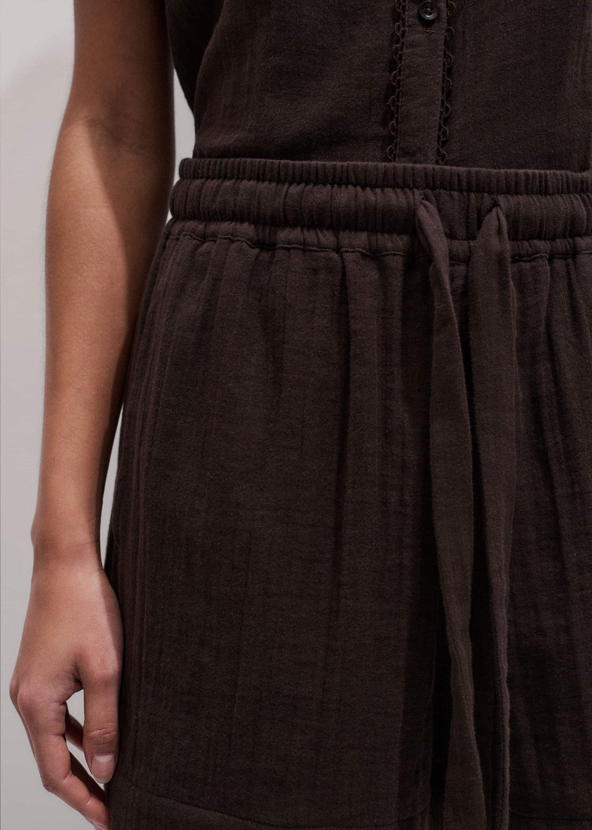 Brown Cheesecloth Summer Short | ME+EM Clothing