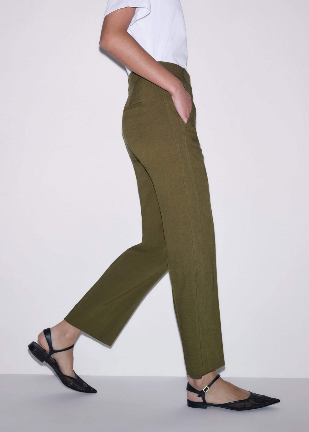 Olive Green Slim Crop Pant | ME+EM Clothing