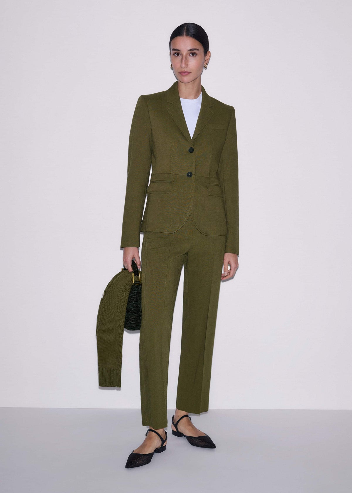 Olive Green Slim Crop Pant | ME+EM Clothing