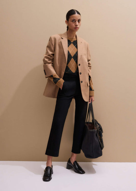 Black Travel Tailoring Pull On Slim Crop Pant | ME+EM Clothing
