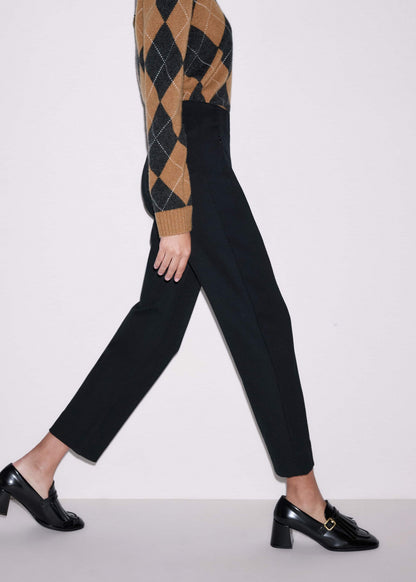 Black Travel Tailoring Pull On Slim Crop Pant | ME+EM Clothing