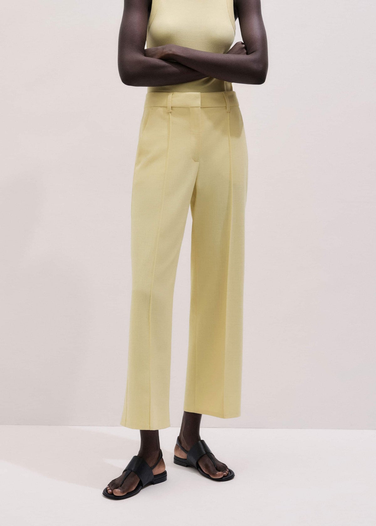 Yellow Tailored Straight Crop Pant | ME+EM Clothing
