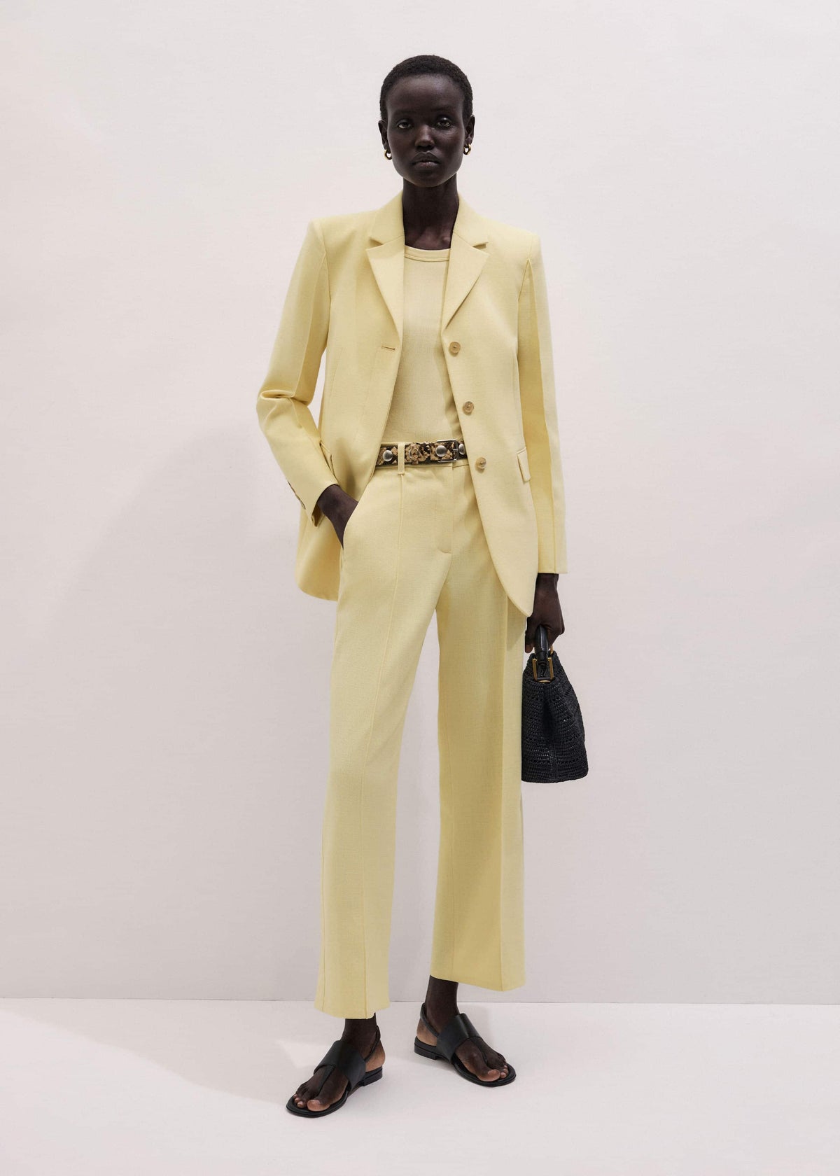 Yellow Tailored Straight Crop Pant | ME+EM Clothing
