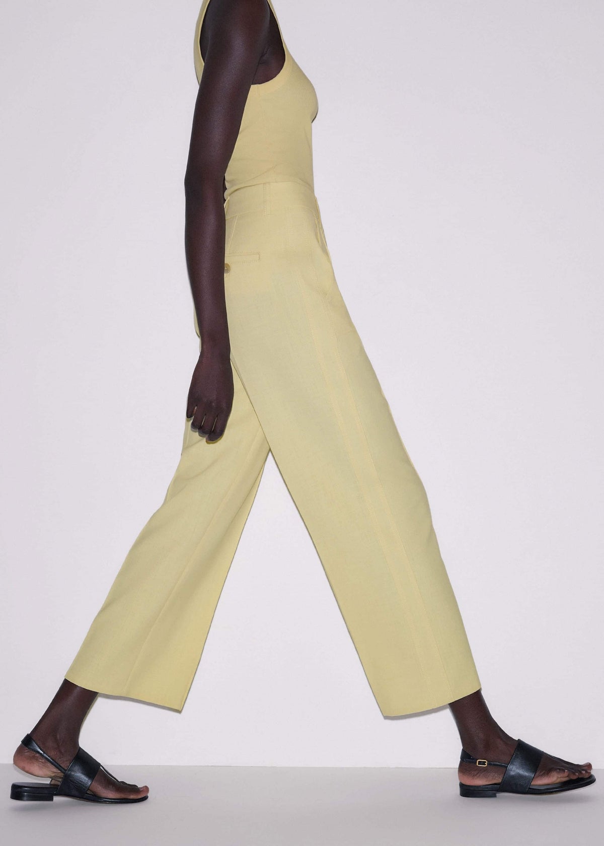Yellow Tailored Straight Crop Pant | ME+EM Clothing