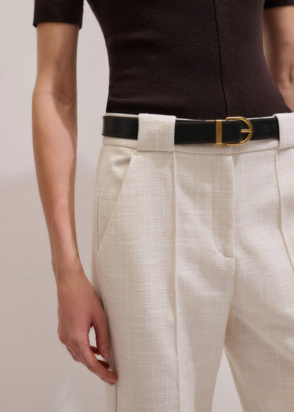 Ivory Textured Straight Crop Pant | ME+EM Clothing