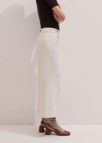 Ivory Textured Straight Crop Pant | ME+EM Clothing