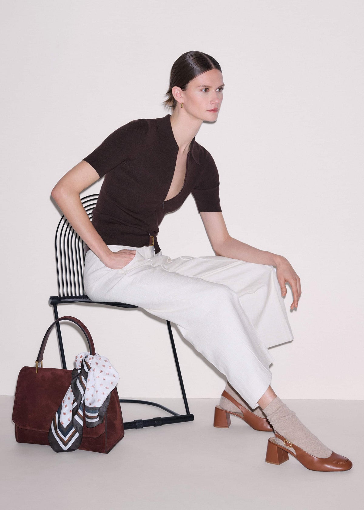 Ivory Textured Straight Crop Pant | ME+EM Clothing
