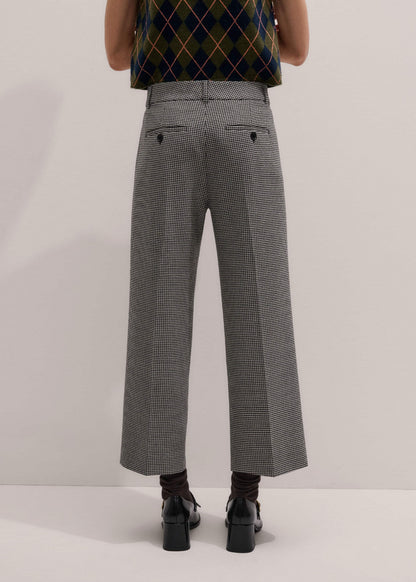 Ivory Houndstooth Straight Crop Trouser | ME+EM Clothing